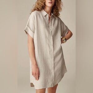J. Crew Linen Shirt Dress in Light Tan